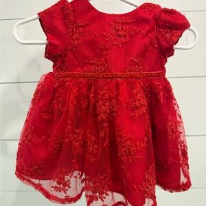 Mia & Mimi Red Lace Baby Dress NB Newborn Photos